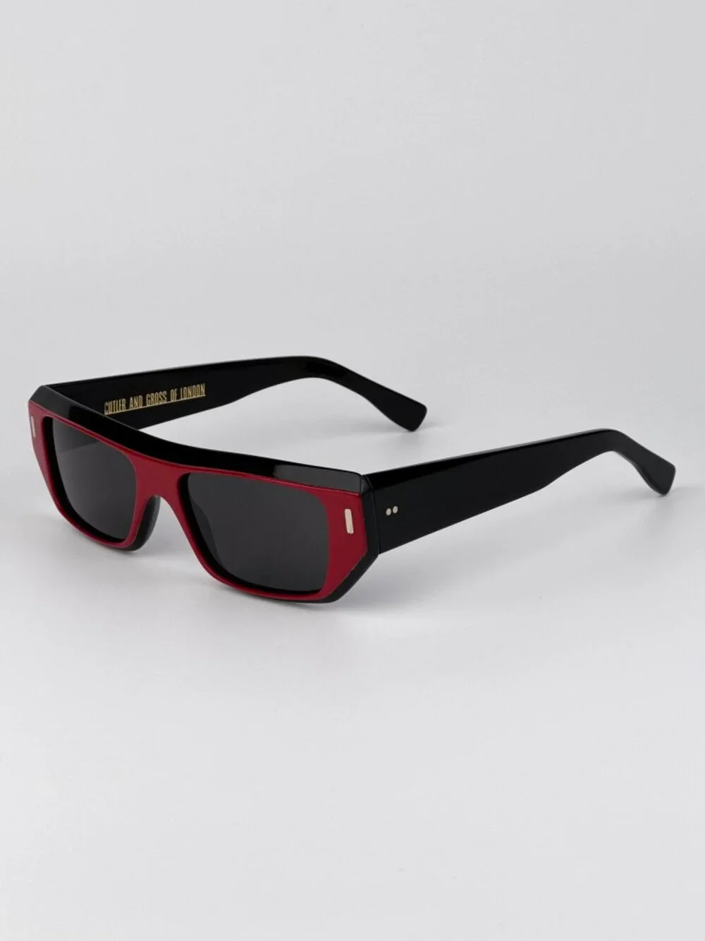 Cutler and Gross CGSN1367 003 Sunglasses – Red on Black Rectangle Acetate Frame